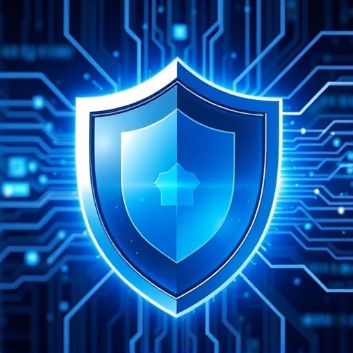 Illustration of a shield protecting data, symbolizing data security.